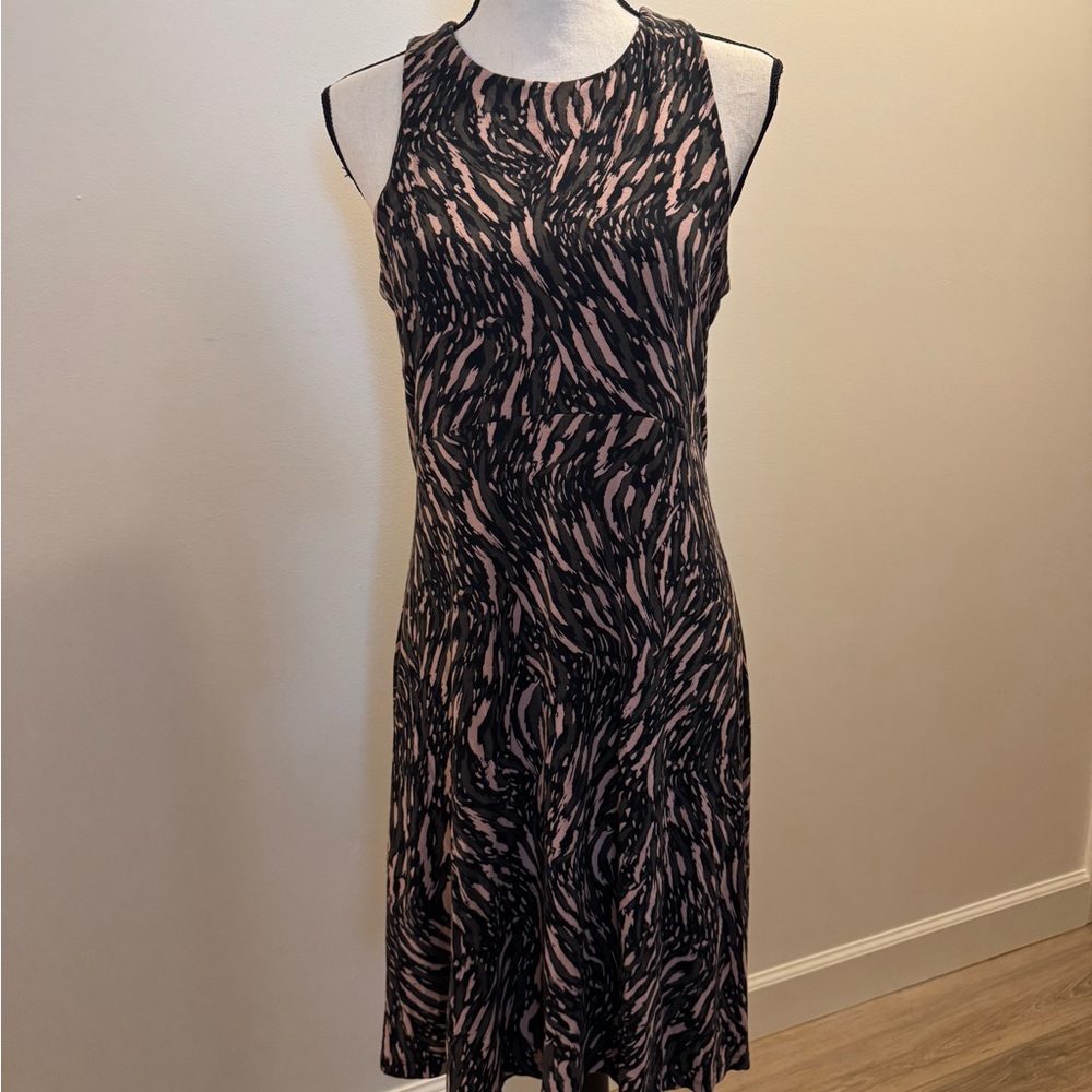 Athleta Black, Rose & Green Halter Sheath Midi Dress
